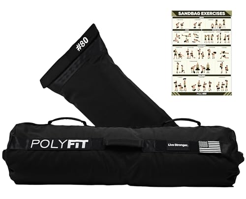 Polyfit Sandbag Pro - Workout Sandbag with Triple Closure Filler Bag and Reinforced Nylon Webbing - Sand Not Included - Multiple Colors & Sizes - color: BLACK, size: 80 LB