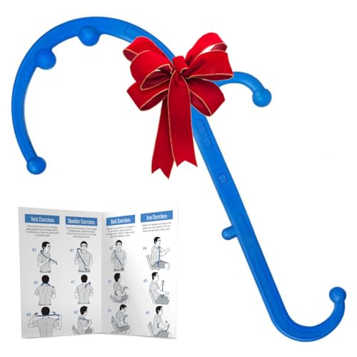 LiBa Back and Neck Massager - Trigger Point Massage Tools for Pain Relief and Manual Massage Hook Therapy Handheld Back Neck Shoulder Massager Blue - Gift for Women & Men - color: A. Blue