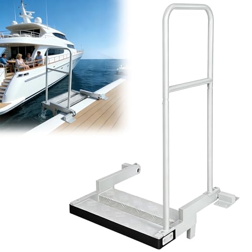 RYFT Fixed Boat Boarding Platform & Dock Extension Step, Heavy-Duty Marine-Grade Aluminum, Non-Slip Deck, Handrail Compatible for Boat Lifts, Docks & Pontoons
