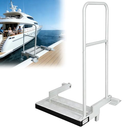 RYFT Fixed Boat Boarding Platform & Dock Extension Step, Heavy-Duty Marine-Grade Aluminum, Non-Slip Deck, Handrail Compatible for Boat Lifts, Docks & Pontoons