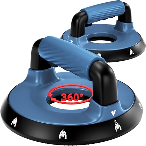 READAEER Push Up Bars, Rotating Handle Design with Bearings for Smooth, Effortless for a Wider Range of Motion, Handle Rotation, Wide Grips with Non-Slip Rubber Pads for Comfort Exercise - color: Blue