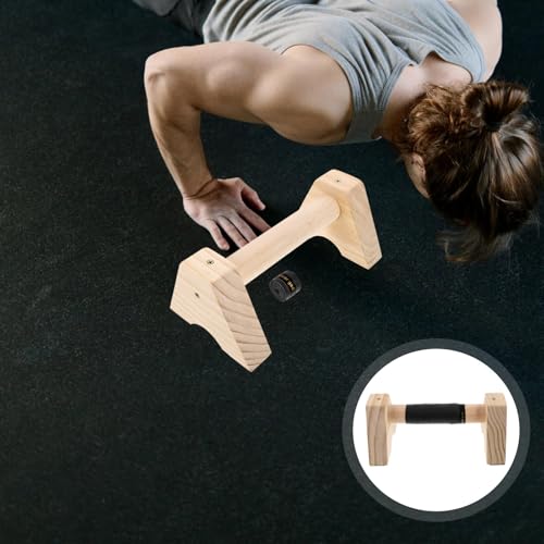 Wooden Push up Stands Parallettes Push up Bars with Non-slip Base Beech Wood Handstand Trainer Calisthenics Equipment for Men Home Gym Strength Training