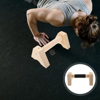 ibasenice Wooden Pushup Bars Calisthenics Parallettes Strength Training Handles Beech Wood Non-slip Base for Home Gym Men Women Fitness Exercise Equipment