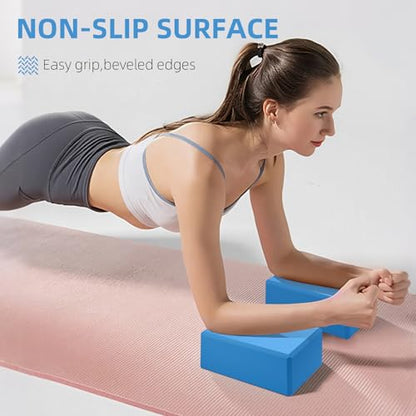 Large Foam Yoga Block 1 Pack, 9x6x4 Sturdy Pilates Block, Workout Block, Non Slip Surface Yoga Brick for Pilates Meditation, Stretching and Toning - color: BLUE