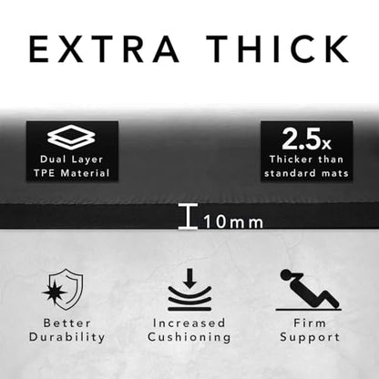 Large Exercise Mat – Extra Thick 10mm Workout Mat (72"x32") – Non-Slip TPE Yoga Mat for Women & Men – Pilates, HIIT, Fitness & Home Gym Mat – Includes Free Carry Bag - color: Black - Engraved