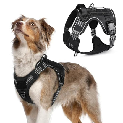 rabbitgoo Tactical Dog Harness for Medium, No Pull Military Service Vest - color: Black, size: Medium