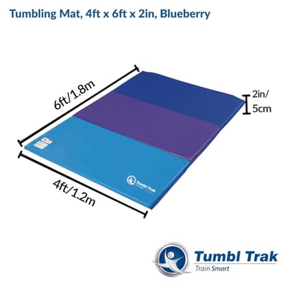 Tumbl Trak Gymnastics Folding Tumbling Panel Mat - color: Blueberry, size: 4'x6'x2"