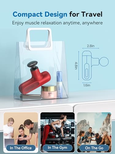 HEYCHY Super Mini Massage Gun, Percussion Deep Tissues Muscle Massager - color: Red