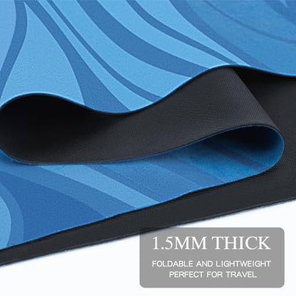 Foldable Yoga Mat, 1.5mm Thick Exercise Yoga Mat With Carry Bag - color: Blue