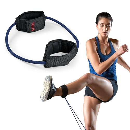 SPRI Xercuff Leg Resistance Band Exercise Cord with Non-Slip Padded Ankle Cuffs (All Bands Sold Separately) Portable for the Gym or At Home Workout Equipment - style: Blue (Heavy)