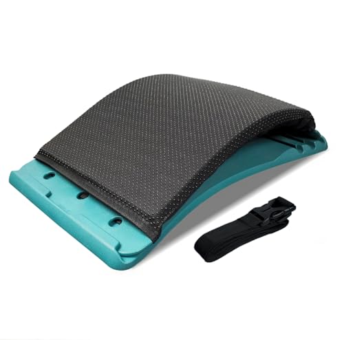 Adjustable Back Stretcher for Tension Relief - 3-Level Spine Support Board with Ergonomic Curve, Lumbar Cushion & Non-Slip Pad (Black) - color: Black