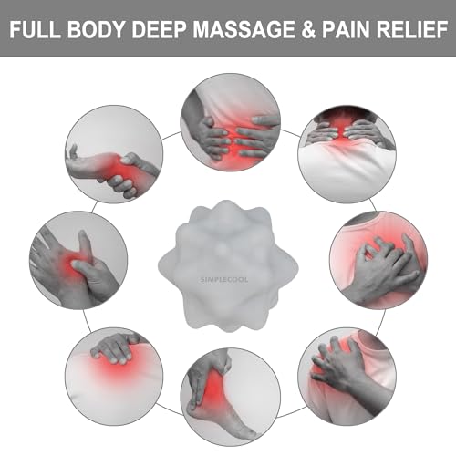 Small Spiky Massage Ball Trigger Point Massage Tool. Solid Bumpy Massager Balls for Deep Tissue Myofascial Release Hand Foot Plantar Fasciitis Pain Relief Knots Acupoint Yoga Fitness 2.2×2.1" (Gray) - color: Gray