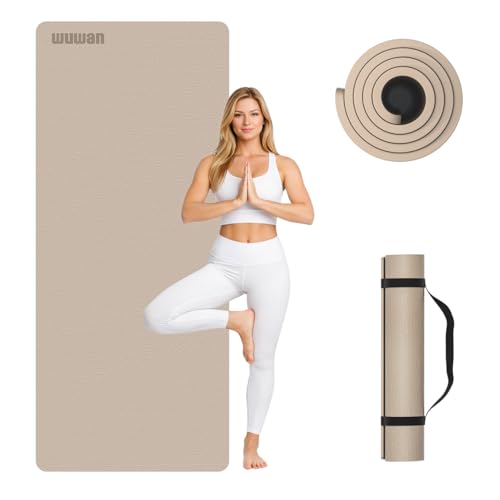 10 mm Yoga Mat 72"x26" TPE Non-Slip Exercise Mat 0.4" Thick, Easy-to-Carry Fitness Mat for Yoga, Pilates & Workout, Professional Mat, Made with Recyclable Material, Durable, Easy to Clean