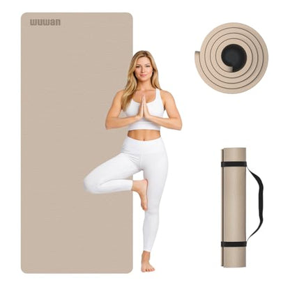 10 mm Yoga Mat 72"x26" TPE Non-Slip Exercise Mat 0.4" Thick, Easy-to-Carry Fitness Mat for Yoga, Pilates & Workout, Professional Mat, Made with Recyclable Material, Durable, Easy to Clean