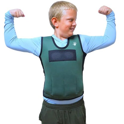 Weighted Vest For Kids - Adjustable Compression Vest With Six Removable Weights Included - Breathable Snug Fit Design