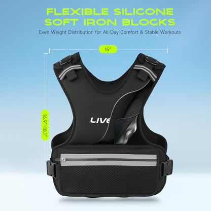 Weighted Vest, 8-14lb/9-15lb/11-20lb/20-32lb Silicone Soft Iron Adjustable Weight Vest for Women Men with 6 Removable Blocks, Shoulder & Waist Adjustable Workout Vest for Training Walking Yoga - size: 11-20lbs