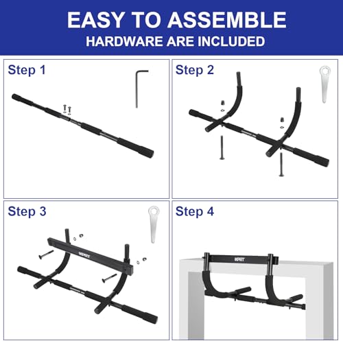 Doorway Pull Up Bar - Heavy Duty 300lb Capacity Multi-Grip Chin Up Bar for Home Gym, Upper Body Workout Equipment with Comfortable Foam Grips