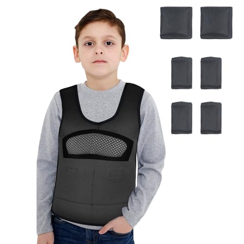 Weighted Vest for Kids Including 6 Removable Weights, (Large, Ages 10+) - color: Black, size: Large