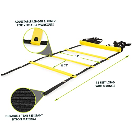 ProsourceFit Speed Agility Ladder 8, 12 and 20 Rung for Speed Training and Sports Agility Workouts with Free Carrying Bag