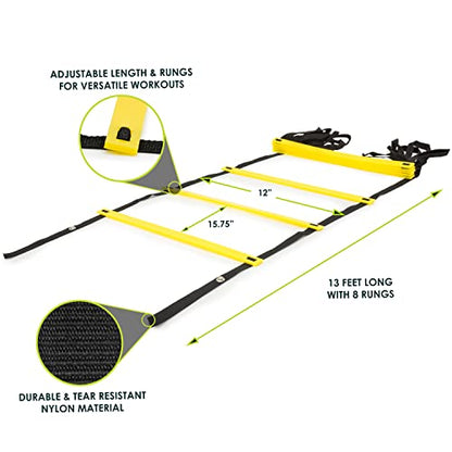 ProsourceFit Speed Agility Ladder 8, 12 and 20 Rung for Speed Training and Sports Agility Workouts with Free Carrying Bag