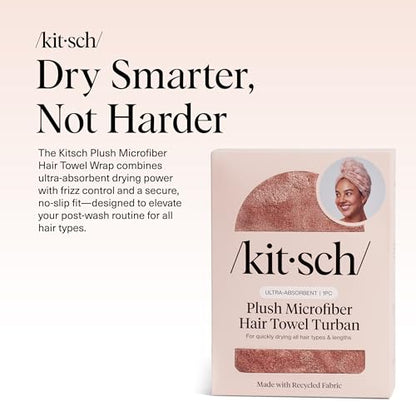 Kitsch XL Microfiber Hair Towel Wrap for Women - color: Terracotta