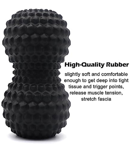 KITWILD Peanut Massage Ball, Double Lacrosse Massage Roller Ball for Deep Tissue Muscle Massage, Physical Therapy, Myofascial Release, Muscle Knots, and Yoga Therapy (Black) - color: Black