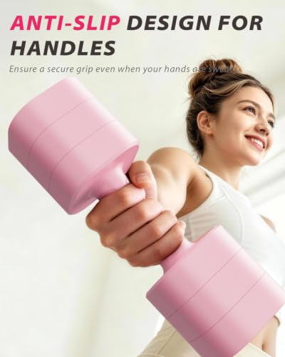 Ragebby Adjustable Dumbbell Set of 2, Weights for Men and Women at Home - color: PINK, style: 10LB(5LB Pair)