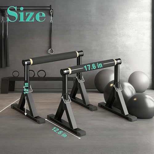 GanFindX Wooden Parallel Bars 12/10-14" 600LB Capacity for Home Gym - size: 10-14"