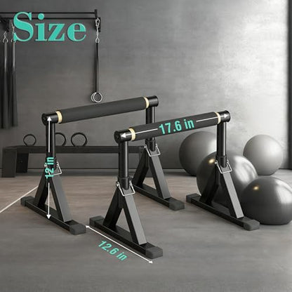 GanFindX Wooden Parallel Bars 12/10-14" 600LB Capacity for Home Gym - size: 10-14"