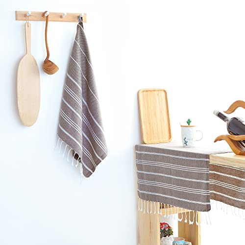 Cacala 100% Turkish Cotton Kitchen Tea Towels, Highly Absorbent Luxury Soft Quick Drying Dish Towel with Hanging Loop for Gym, Yoga, Bath, Sports, Cleaning and Kitchen (23 x 36) - color: Light Brown