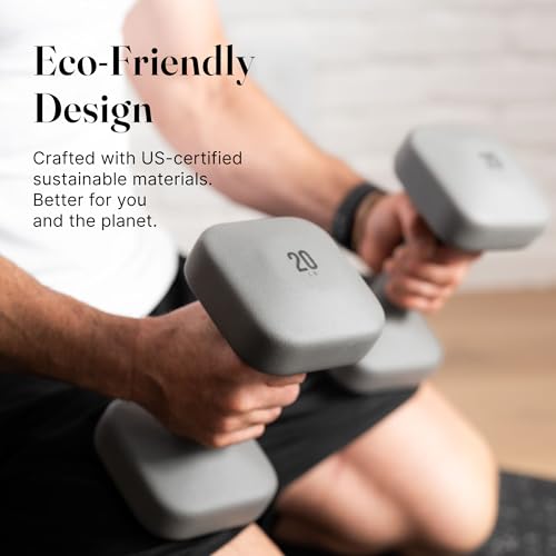 WeGym SafeGrip Square Dumbbells with Anti Slip Handles, Aesthetic Free Weights for Home Workouts, Stable Design Prevents Rolling during Floor Exercises - color: Slate, style: 3LB Pair