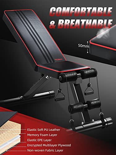 YOLEO 6 in 1 Space Saving Weight Bench Set for Home Gym, Fast Folding & Adjustable Workout Bench, Bench Press Rack/Leg Extension/Preacher Curl/Sit up(1-Step Folding) (Black)