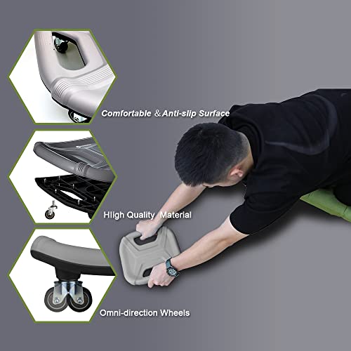 Core Coaster Abdominal Abs Training Machine Equipment, Ab Wheel Roller Exercise for Home Gym, Waist Strength Trainer with a Kneel Mat (Blue)