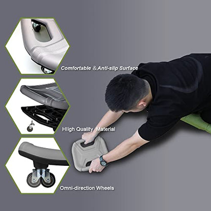 Core Coaster Abdominal Abs Training Machine Equipment, Ab Wheel Roller Exercise for Home Gym, Waist Strength Trainer with a Kneel Mat (Blue)