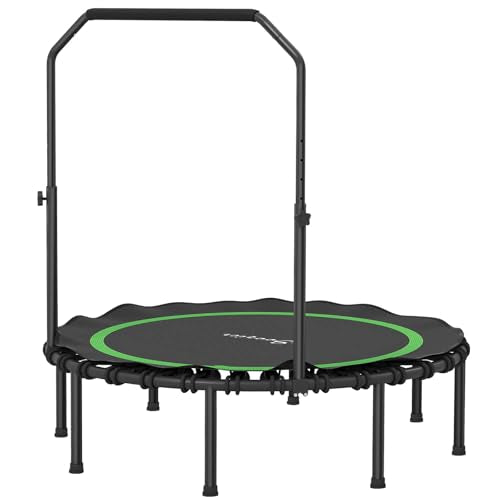 40/48 Inch Foldable Fitness Trampoline – Adjustable Foam Handle, Quiet Stable Rebounder for Home Gym, Kids & Adults – Indoor/Outdoor Exercise Equipment