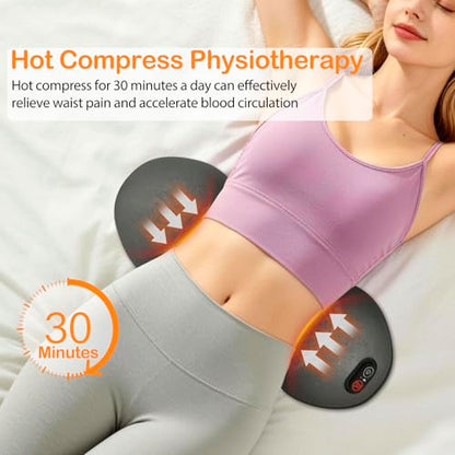 Gifts for Father 3-in-1 Electric Back Massager with Heat & Smooth Spine Technology Cordless Lumbar Support Cushion with Vibration, Stretch & Adjustable Height Deep Tissue Pain Relief for Lower Back