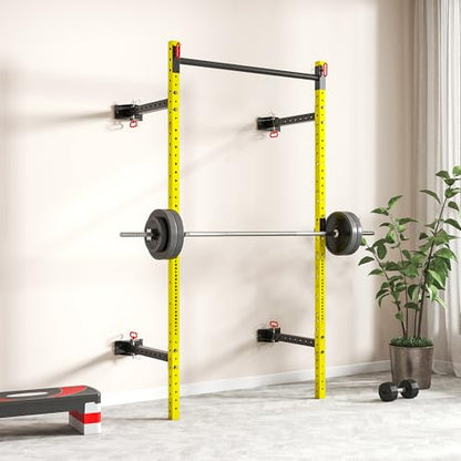 Soozier Adjustable Weight Bench with Dumbbell Rack Wooden Gym - color: Yellow