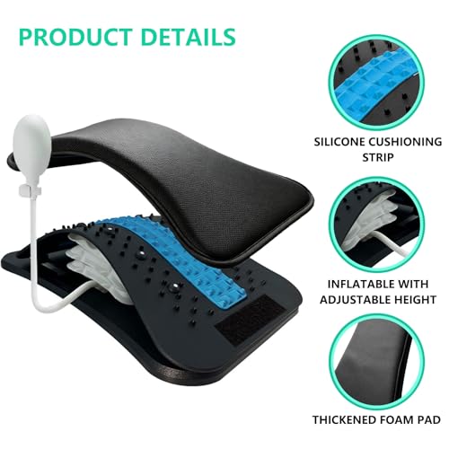 Back Stretcher, Adjustable Air Inflatable Lumbar Stretcher with Sponge Pad, Multi-Level Device for Lower Back Care, Traction & Massage, Herniated Disc & Sciatica Daily Support