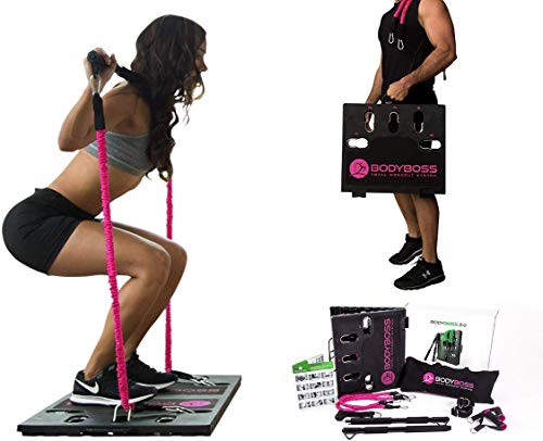 Home Gym 2.0 - Full Portable Gym Home Workout Package, Includes a Set of Resistance Bands (2) - Collapsible Resistance Bar, Handles + More- Full Body Workouts for Home, Travel or Outside