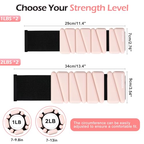 Wrist Ankle Weights for Women & Men, 2lbs/4lbs Adjustable Weighted Bangles to Boost Calorie Burn & Strength, Arm & Leg Weights for Pilates, Yoga, Walking, Barre, Gym & Home Workout