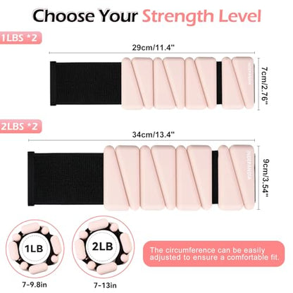 Wrist Ankle Weights for Women & Men, 2lbs/4lbs Adjustable Weighted Bangles to Boost Calorie Burn & Strength, Arm & Leg Weights for Pilates, Yoga, Walking, Barre, Gym & Home Workout