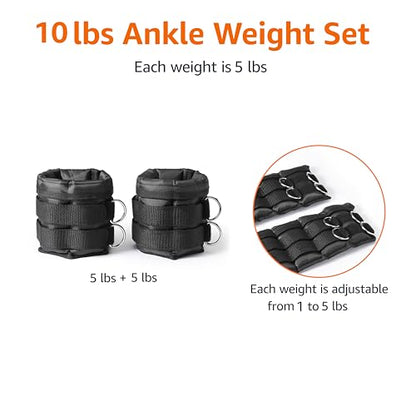 Amazon Basics Adjustable Ankle Weights - style: 10 Pound Set (5 Pounds Each)