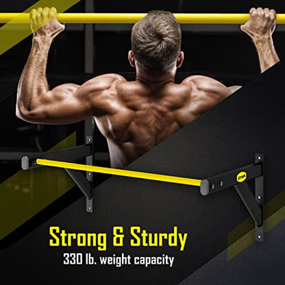 Ziva Performance Multi-Grip Pull Up Bar - Wall Mounted Pullup Bar 53.14 x 19.68 x 18.89 Inches - Made With Heavy Gauge Solid Steel - Wide Grip, Non-Slip, and Durable- Weight Capacity 330 Lbs.