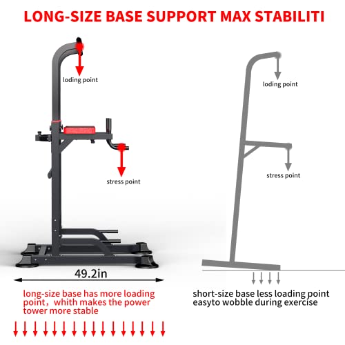 Power Tower Dip Station Workout equipment Pull up Bar for Home Gym Adjustable Height Strength Training Fitness Excercise Equipment,Load 450LBS