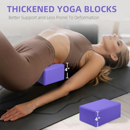 Large Foam Yoga Block 1 Pack, 9x6x4 Sturdy Pilates Block, Workout Block, Non Slip Surface Yoga Brick for Pilates Meditation, Stretching and Toning - color: Violet