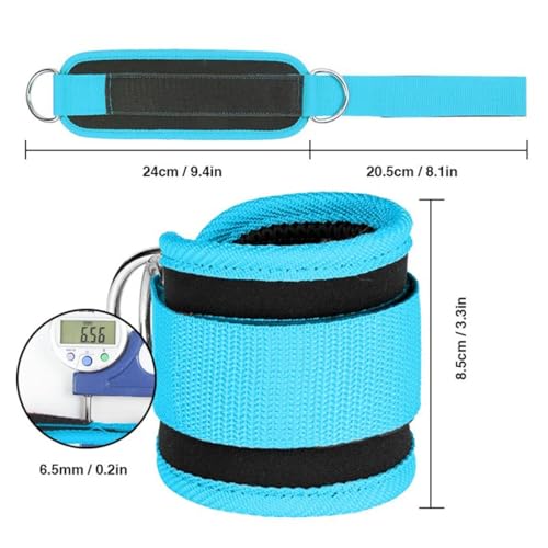 Ankle Straps Ankle Resistance Bands Wrist Cuffs Padded Straps Adjustable Fitness Glute Kickback D-Ring for Cable Machine Gym Foot Leg Training Brace Support 1 Pair - color: Azure