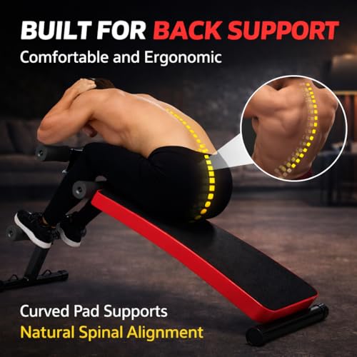 EZ-U Sit Up Exercise Equipment Sit Up Bench Adjustable Weight Bench Foldable Decline Ab Board 440LB Weight Capacity Heavy Duty Steel for Home Gym Core Workout Strength Training