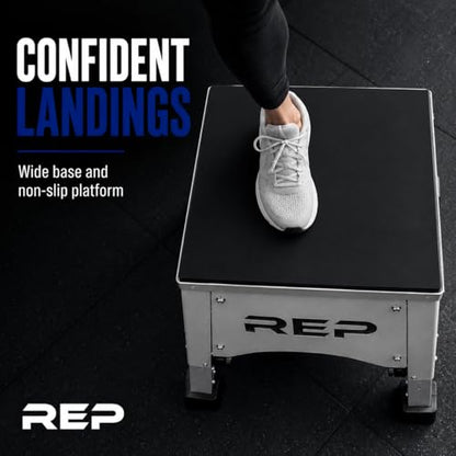 REP Adjustable Plyo Box | Metal Jump Platform | Home Gym Exercise Step | Plyometric Training Equipment | Fitness Workout Bench | Assembled Steel Jumping Boxes | Adjustable Height Workout Tool