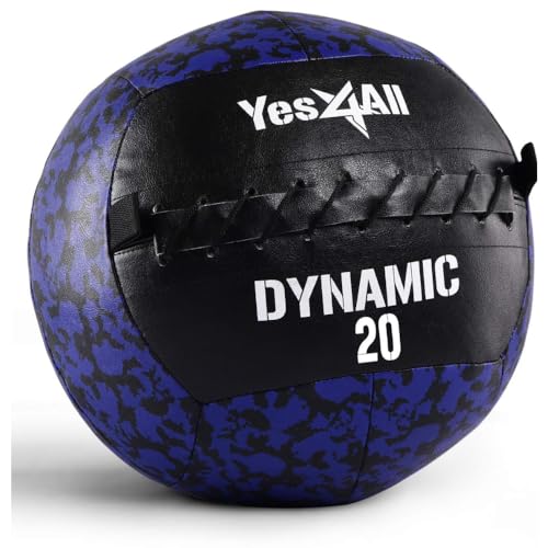 Yes4All Wall Ball, Soft Leather Weighted Iron Sand Ball for Dynamic Multifunctional Exercise, 6 LB - 30 LB - color: B. Soft Surface - Dynamic, style: F. 20LB