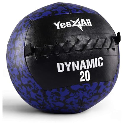 Yes4All Wall Ball, Soft Leather Weighted Iron Sand Ball for Dynamic Multifunctional Exercise, 6 LB - 30 LB - color: B. Soft Surface - Dynamic, style: F. 20LB